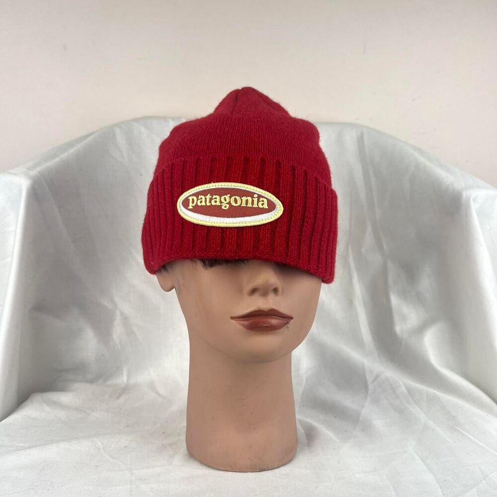 Patagonia Red Beanie With Embroidered Logo